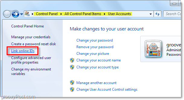 kā saistīt tiešsaistes ID Windows 7