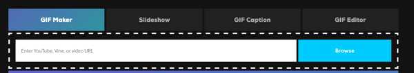 Lai izveidotu GIF vietnē Giphy, izvēlieties GIF veidotājs vai Slaidrāde.