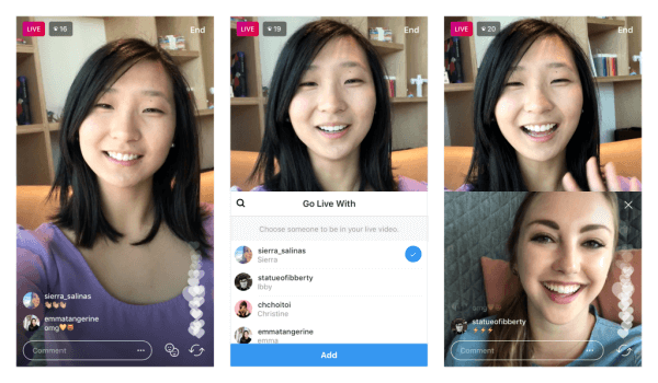 Instagram pārbauda spēju kopīgot video tiešraidi ar citu lietotāju.
