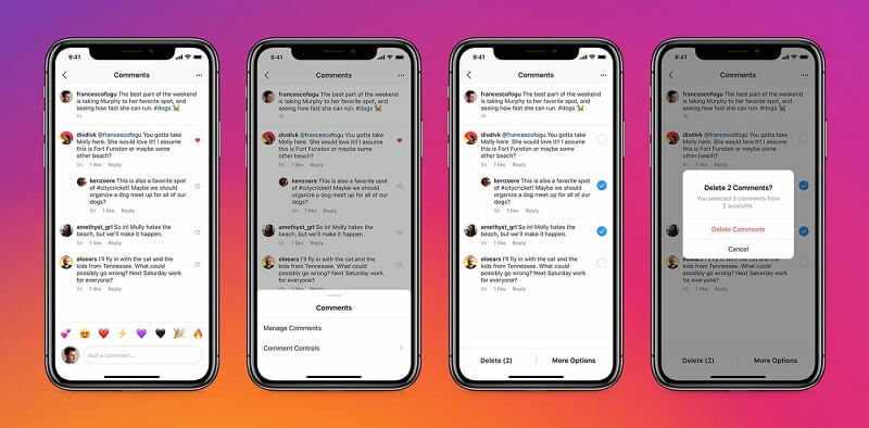 Instagram lietotāji tagad var ātri filtrēt negatīvos komentārus vairumā, kā arī izcelt pozitīvos. Platforma arī pievieno jaunas vadīklas, lai pārvaldītu, kas var atzīmēt vai pieminēt jūsu kontu Instagram.