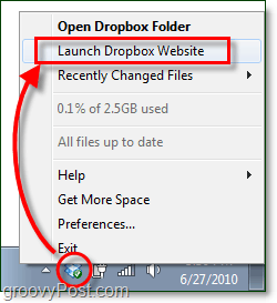 palaidiet dropbox vietnes Windows 7