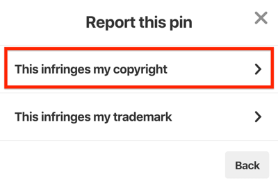 pinterest report pin piesprauž šo autortiesības