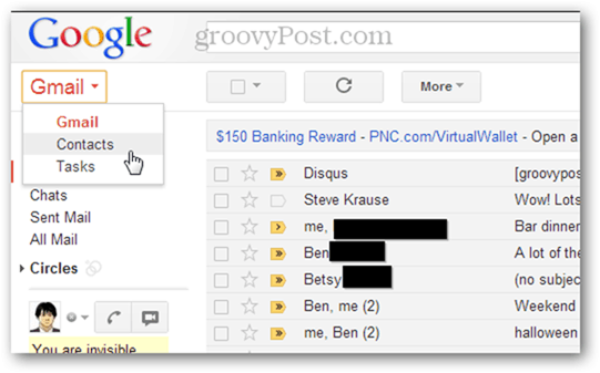 importēt vairākus kontaktus pakalpojumā Gmail