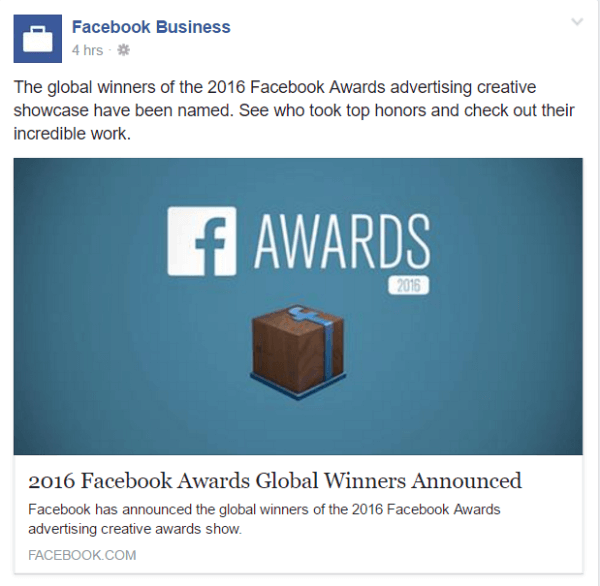2016. gada facebook balvas