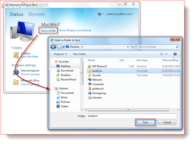 Mapes sinhronizēšana ar Windows Live Sync Beta