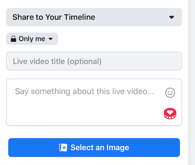 iestatiet Facebook Live straumi uz Privātuma iestatījumu Only Me