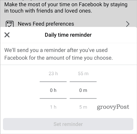 Jūsu laiks vietnē Facebook iestatīja atgādinājumu