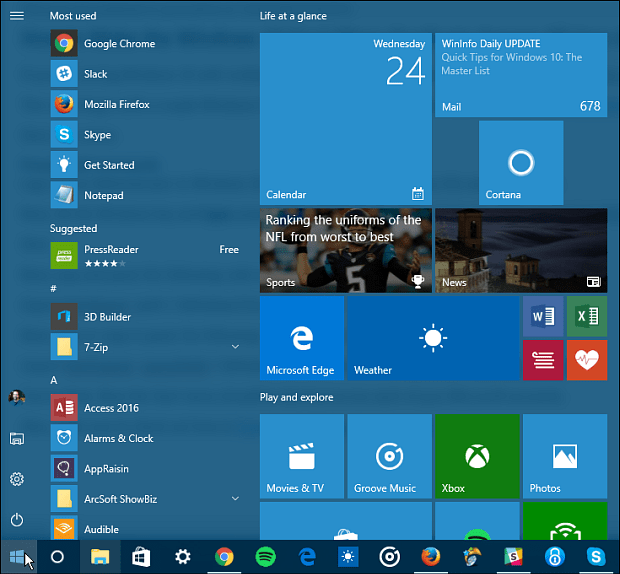 Kā padarīt Windows 10 izvēlni Sākt kopiju visos lietotāju kontos