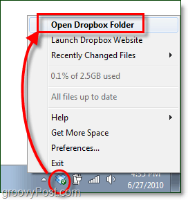 atvērt manu dropbox mapi Windows 7