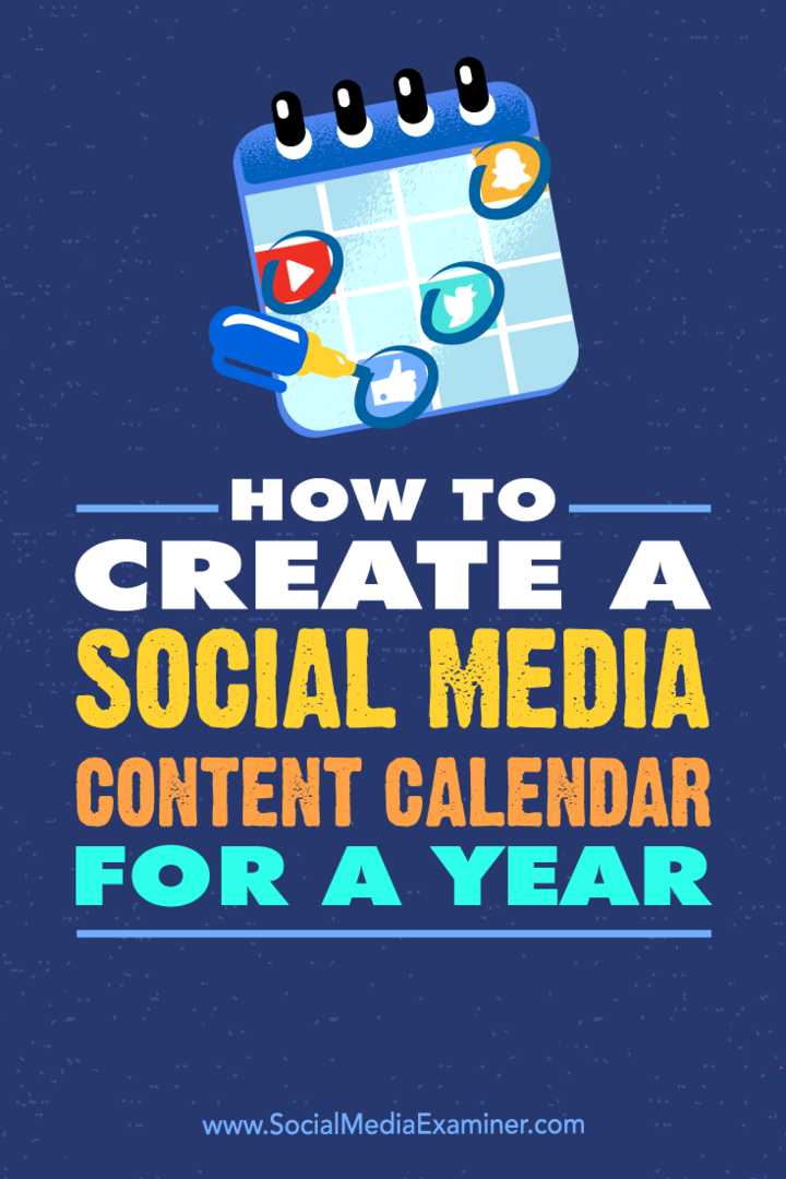 Kā izveidot sociālo mediju satura kalendāru gadam Leonards Kims vietnē Social Media Examiner.