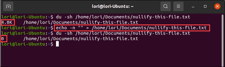 Izmantojot komandu echo ar nulles izvadi operētājsistēmā Linux