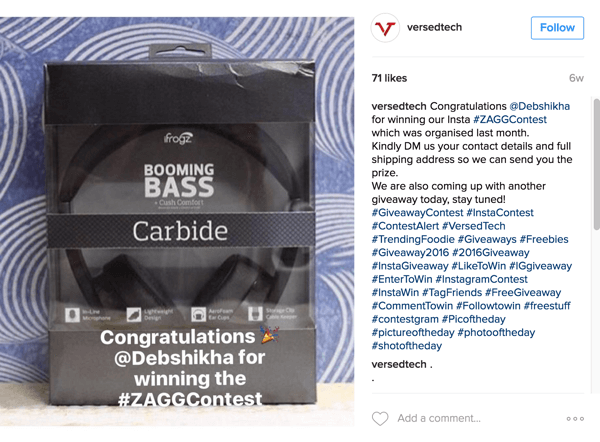 Noteikti paziņojiet sava Instagram selfiju konkursa uzvarētāju.