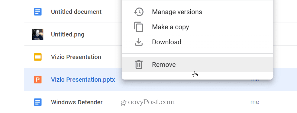 Noņemiet PPTX failu no Google diska