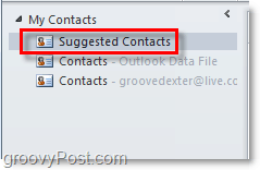 Ieteiktās kontaktpersonas programmā Outlook 2010