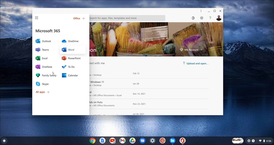 palaidiet lietotni Microsoft Office Chromebook datorā
