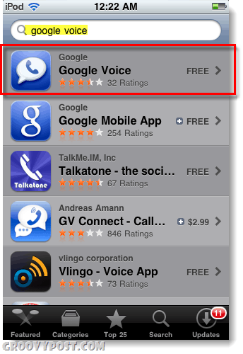Google Voice lietotņu veikalā ipod vai ipad