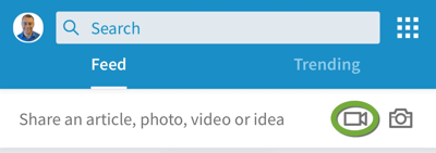 Videokameras ikonu meklējiet mobilajā lietotnē LinkedIn.