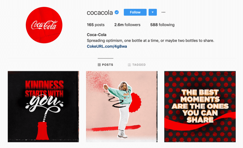 Instagram profils Coca-Cola