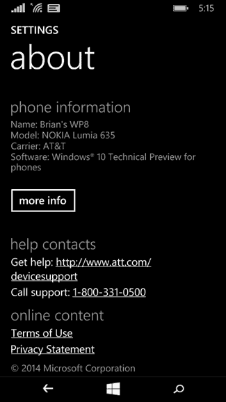 Windows 10 tehniskais priekšskatījums tālruņiem