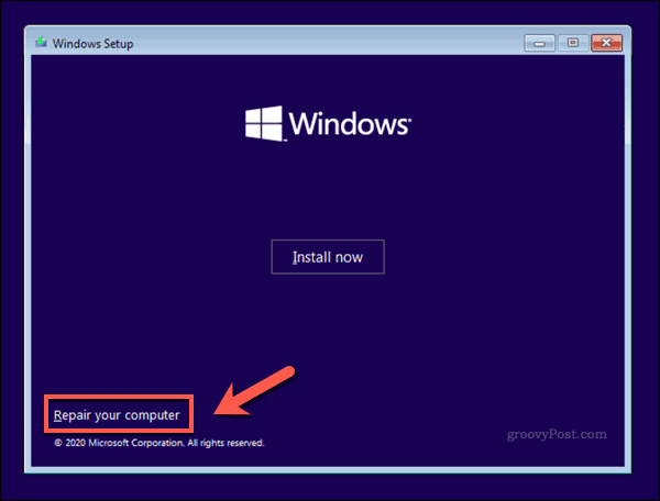 Windows 10 Installer ekrāns