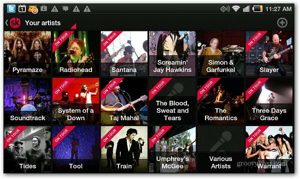 SongKick tagad ir Android lietotne
