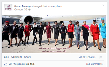 kataras airways facbook vāka attēla ziņa