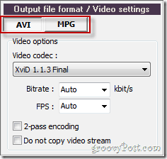 Pazera video konvertēšanai izvēlieties starp AVI vai MPG