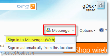 kā izmantot Windows Messenger no sava interneta pārlūka Windows Live
