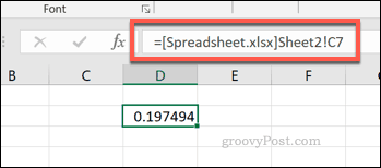 Vienas šūnas atsauce no ārēja Excel izklājlapas faila