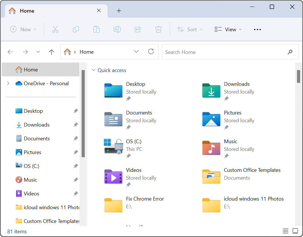 File Explorer Atveriet OneDrive 