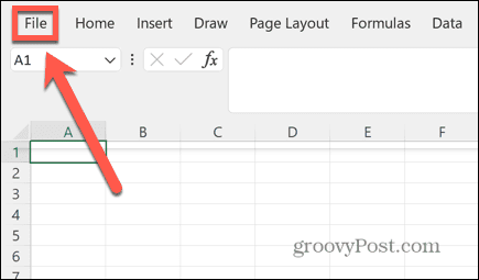 Excel failu izvēlne