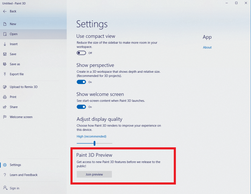 Windows 10 lietotņu priekšskatījuma programma