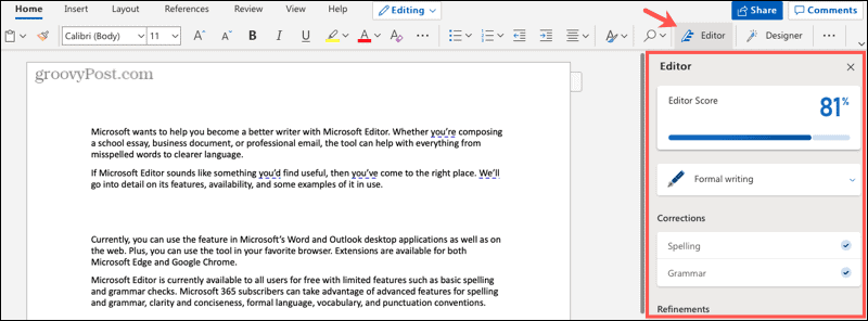 Microsoft redaktors programmā Word tīmeklī