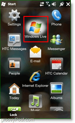 kur Windows Live tiek parādīts uz jūsu Windows mobilās darbvirsmas