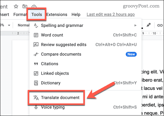 Tulkot dokumentu pakalpojumā Google dokumenti