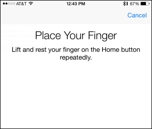 Novietojiet pirkstu - pievienojiet pirksta nospiedumu Touch ID