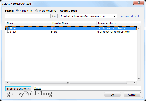 Outlook 2013 meklēšanas mapes no konkrētām