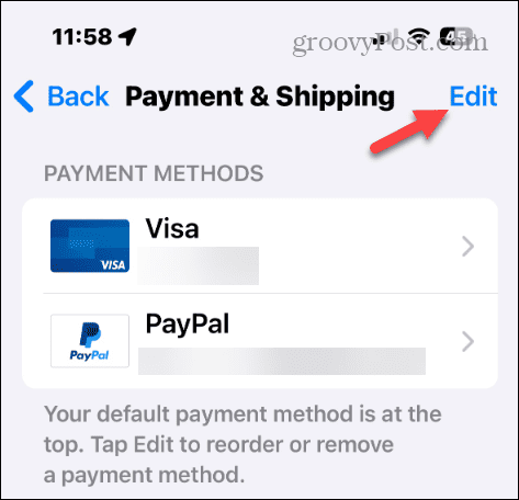 Mainiet savu Apple konta maksājuma veidu