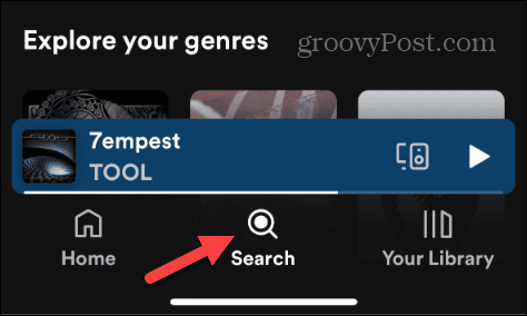 meklēšanas poga spotify mobile