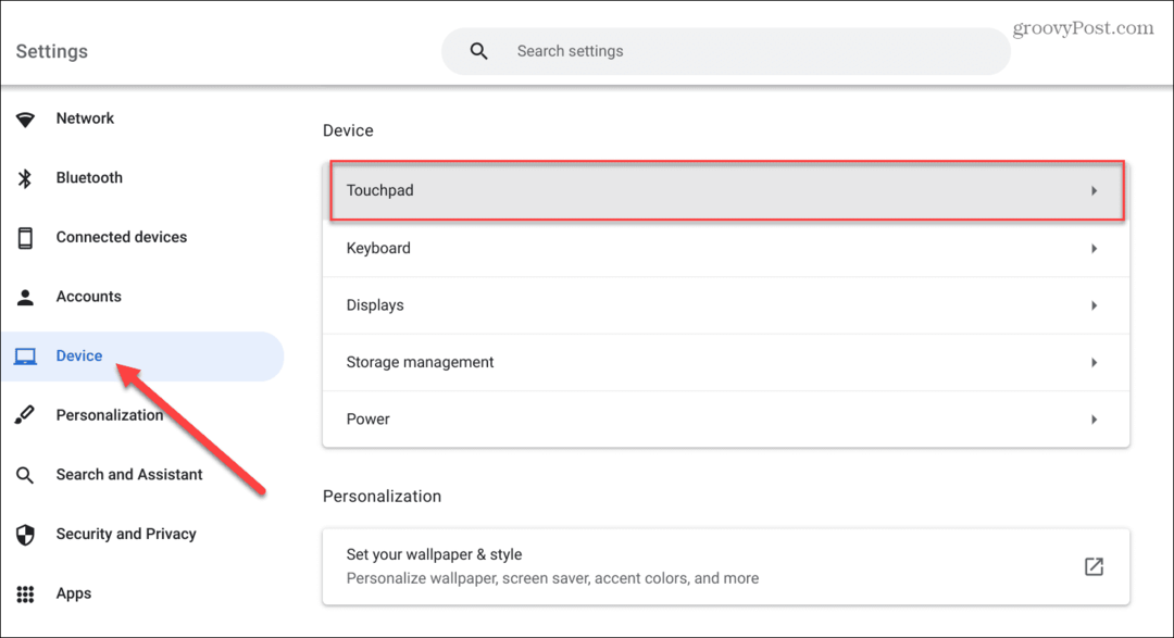 Skārienpaliktnis nedarbojas Chromebook datorā