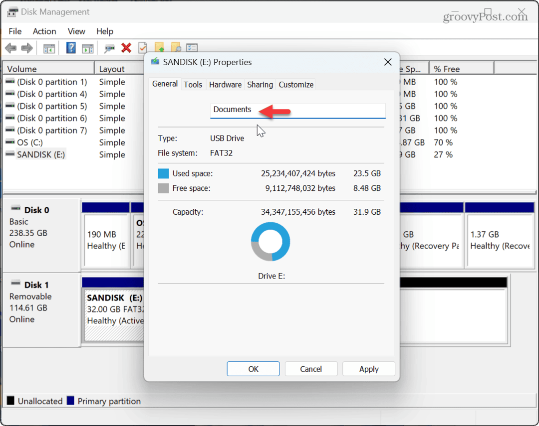 Kā mainīt diska nosaukumu operētājsistēmā Windows 11