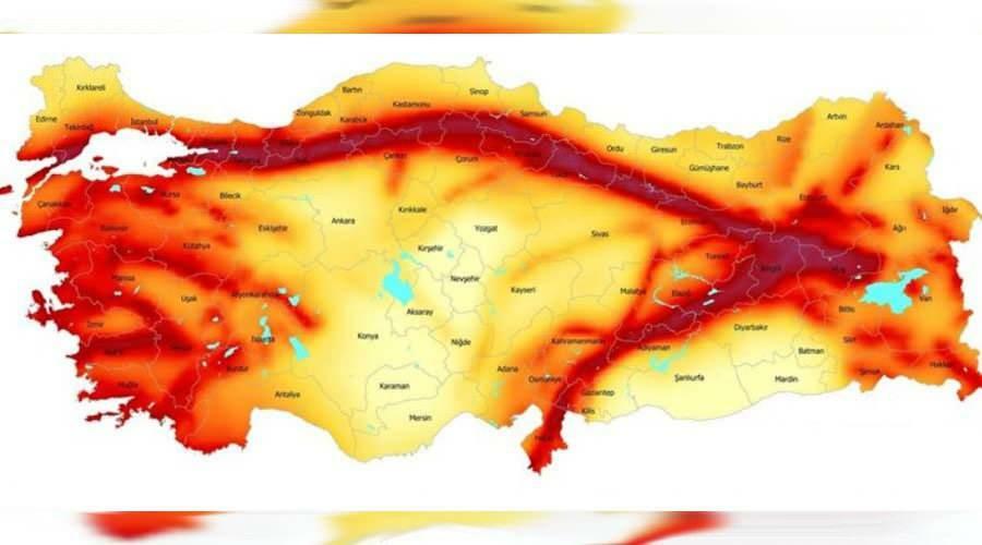 Turcijas zemestrīces karte