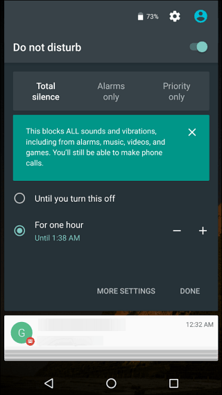 Android ātro iestatījumu izvēlne