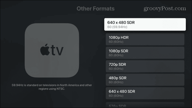 Mainiet Apple TV displeja izšķirtspēju