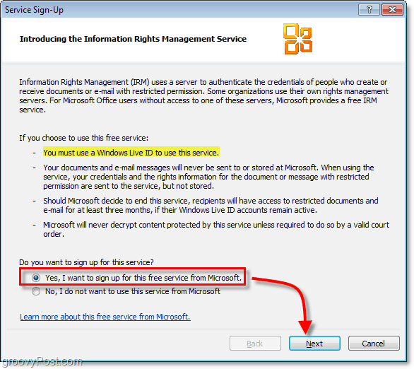 Kā izmantot Outlook 2010 un Microsoft RMS, lai aizsargātu e-pastus