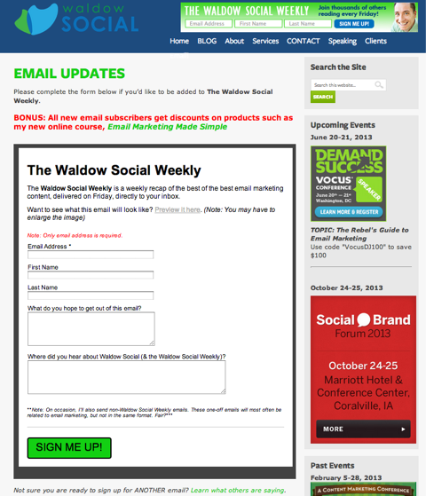 Waldow sociālo e-pasta atjauninājumi