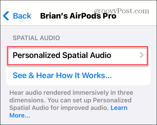 Izmantojiet telpisko audio Apple AirPods