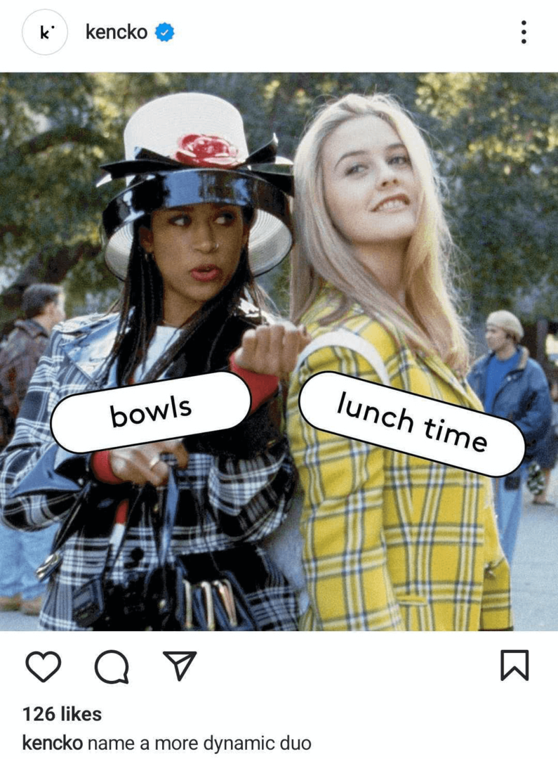 Instagram ziņas attēls, izmantojot mēmi