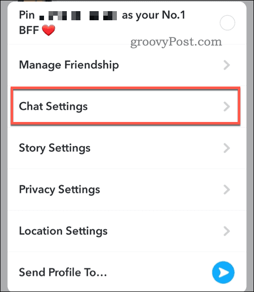 Atveriet Snapchat tērzēšanas iestatījumus