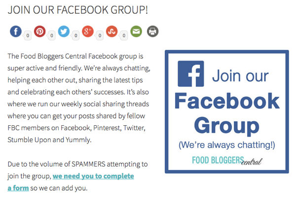Uzaiciniet vietnes apmeklētājus pievienoties jūsu Facebook grupai.